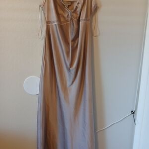 Lovely Day Satin Strappy Dress in Soft Beige